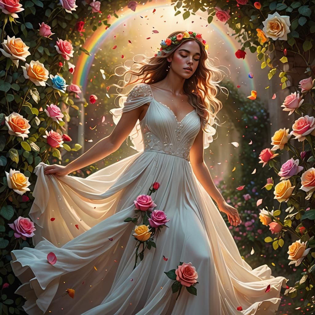 Rainbow Descent into a Magical Garden: 3D Art