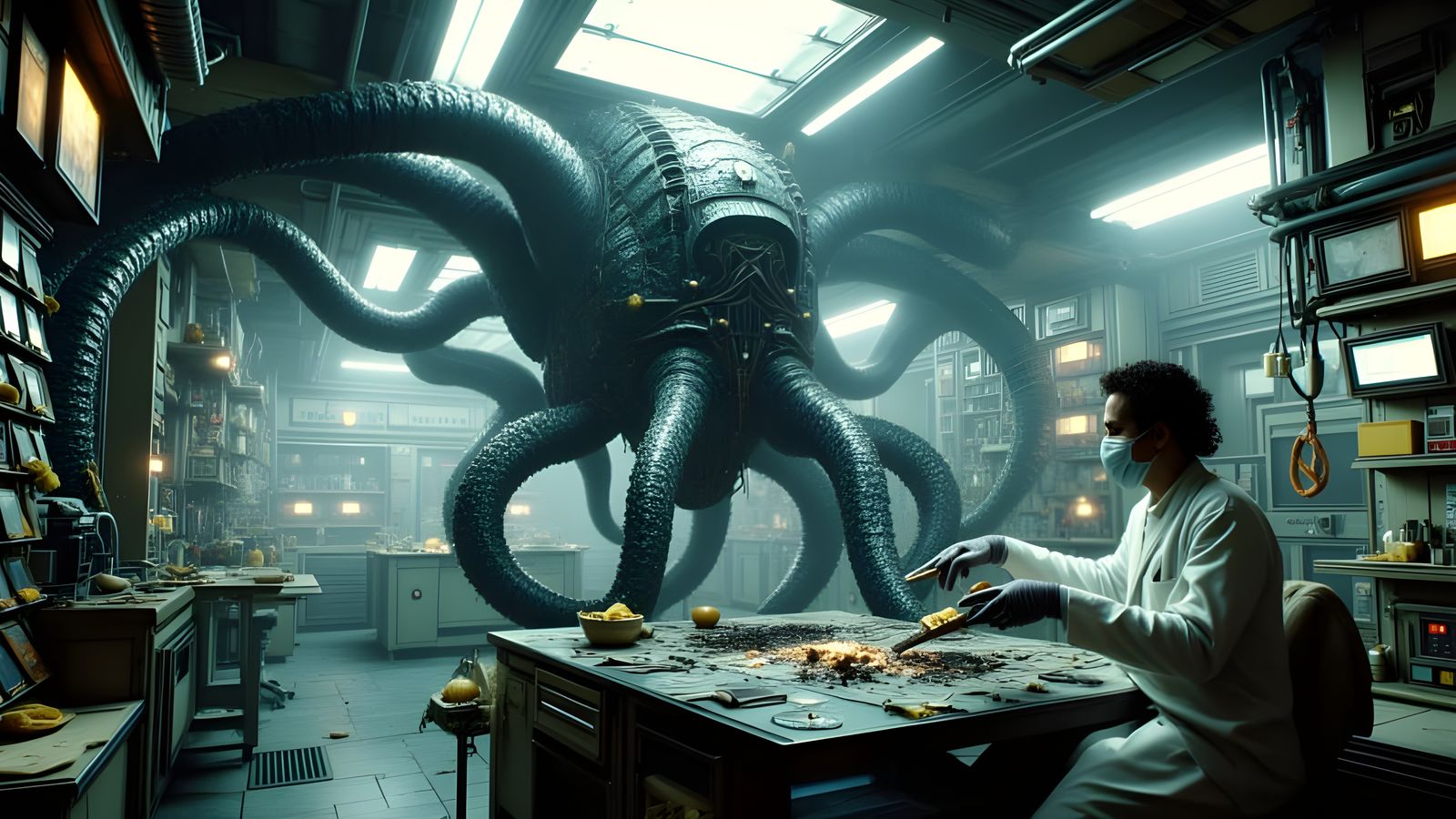 Alien Lab Experiment in Rutkowski Style