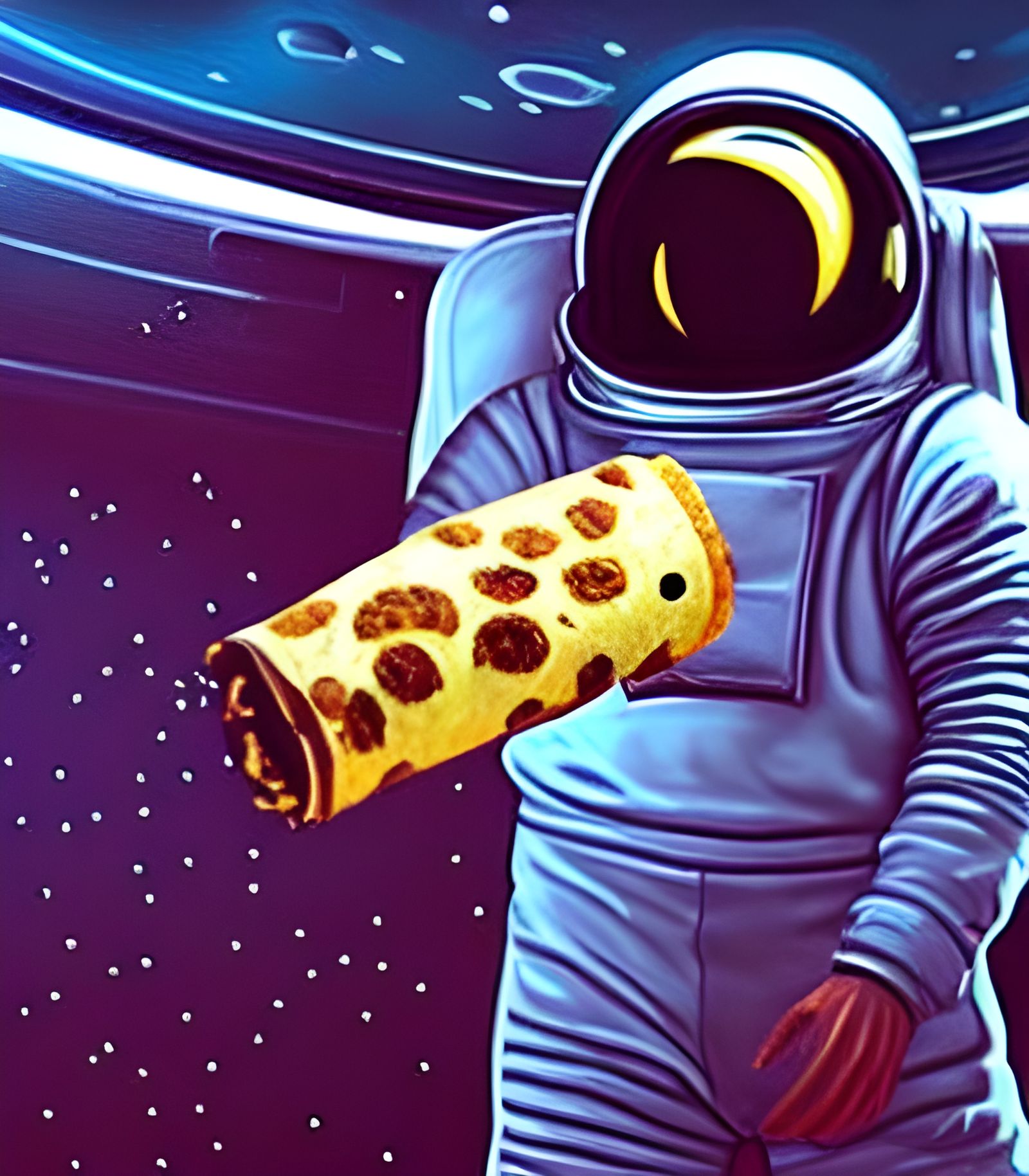 Astronaut Eats Burrito in Space, Hyperrealistic 8K