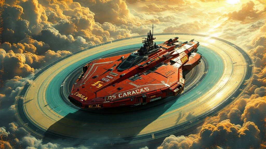 Colossal Military Spaceship in Celestial Orbits, Photorealis...