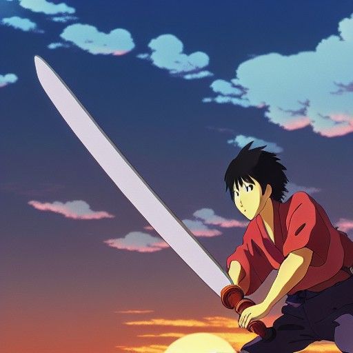 Samurai Battle Scene in Studio Ghibli Anime Style