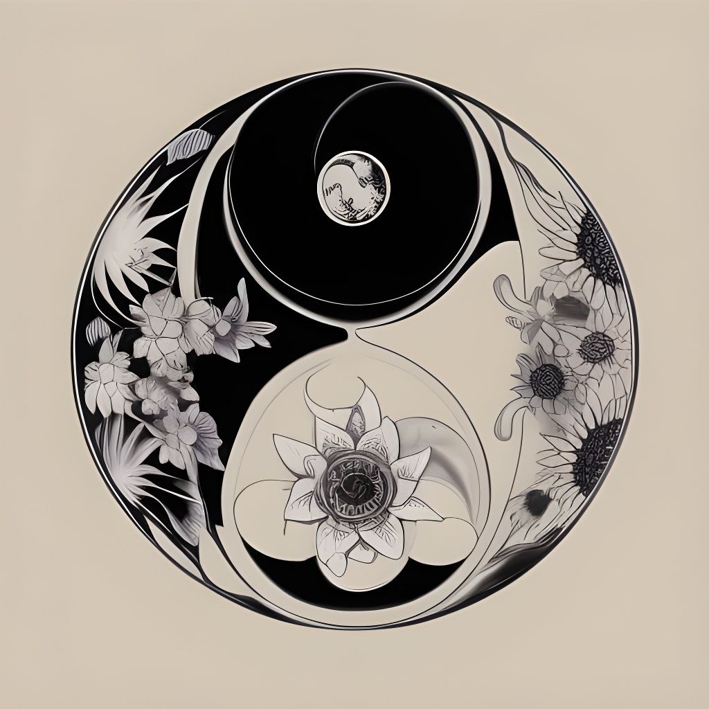 Yin Yang Sun and Moon in Photorealism