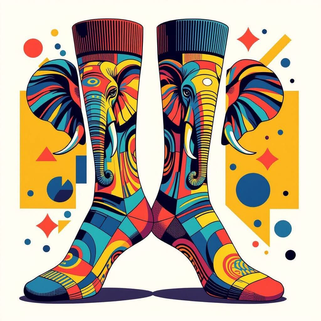 Elephant Juice Socks in Pop Art Style