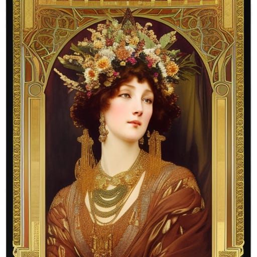 Byzantine Noblewoman Portrait in Art Nouveau Style