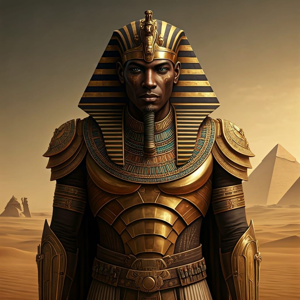 Egyptian Cyberpunk Warriors in Golden Armor