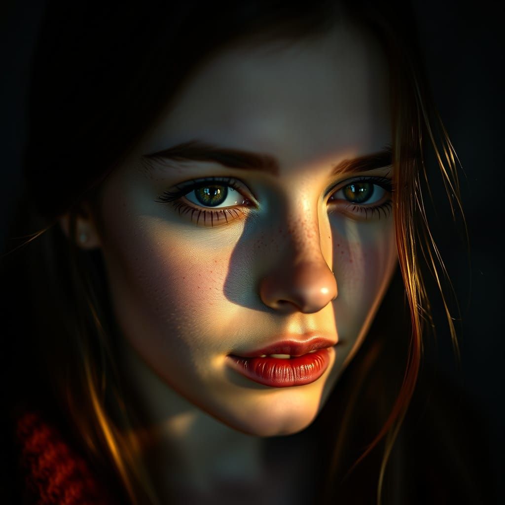 Soft Focus Portrait of a Young Woman with Gentle Gaze
