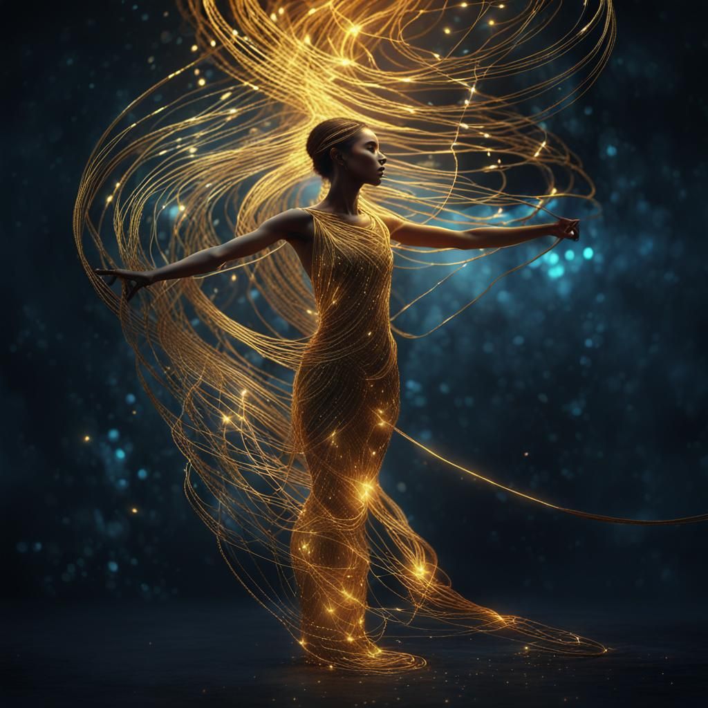 Golden String Woman: Cinematic Digital Matte Painting