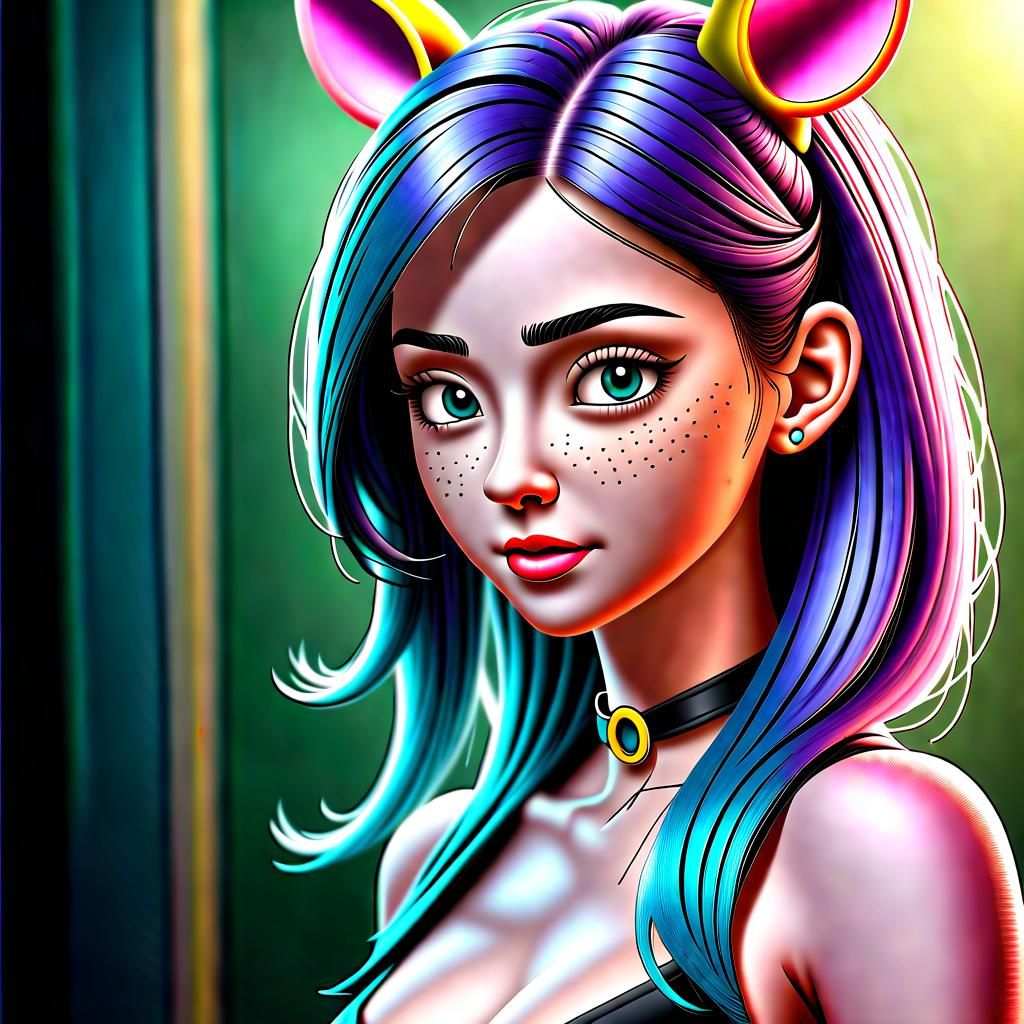 Anthropomorphic Wolf Holding Leopard Cub, 3D Digital Art