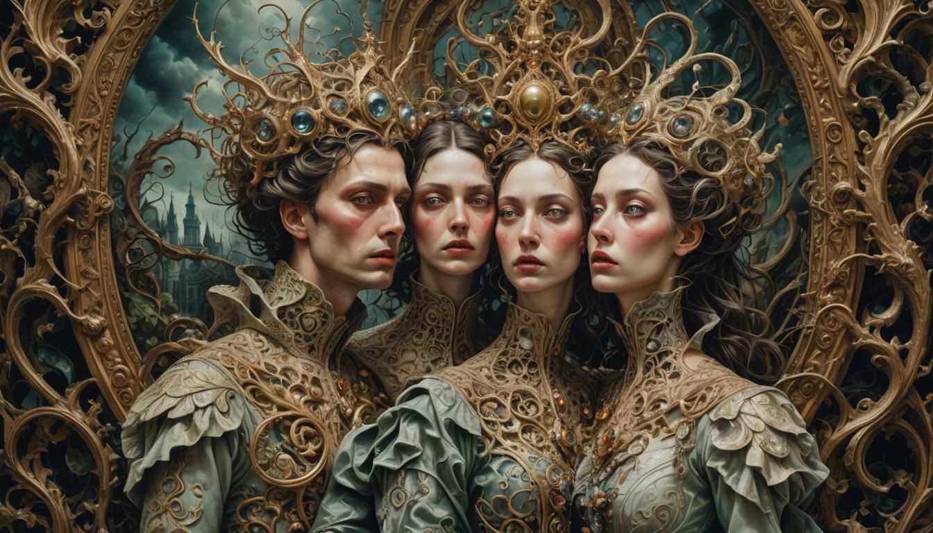 Surreal People in Ornate, Detailed Fantasy Portrait