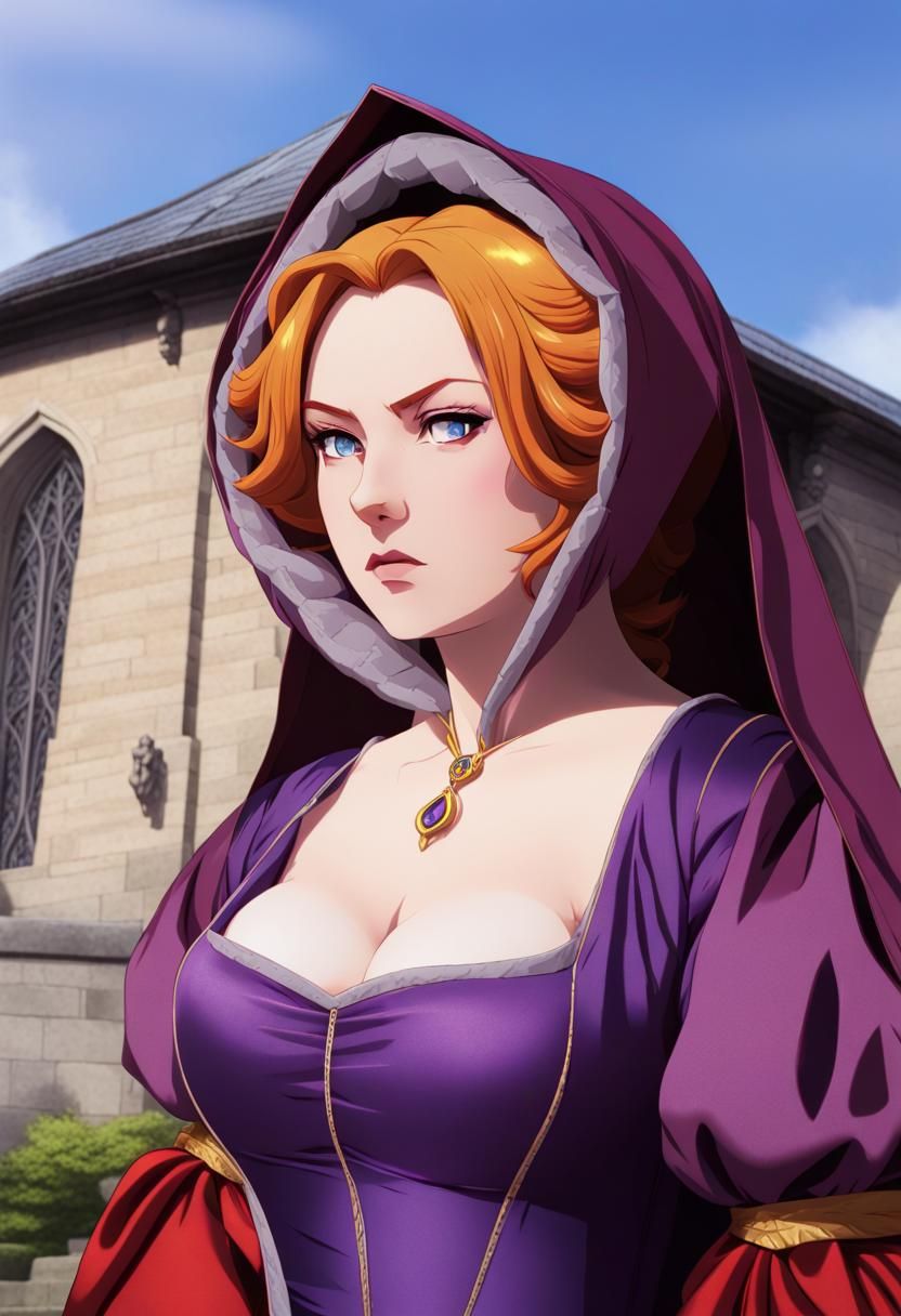 Anime Portrait: Determined Woman in Tudor Gown