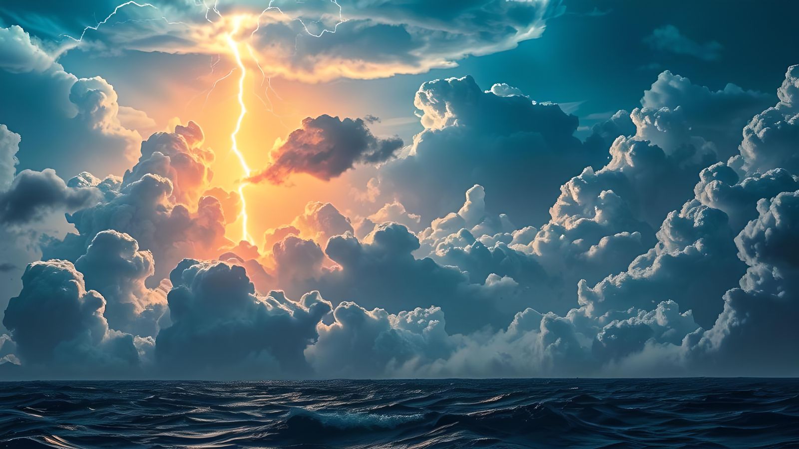 Neon Lightning Storm Over Alien Sea