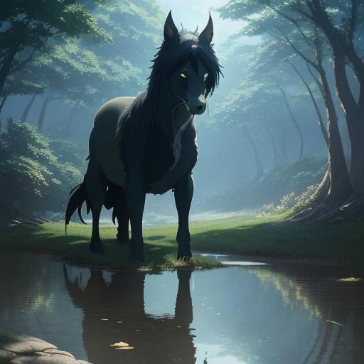 Kelpie in Studio Ghibli Anime Style