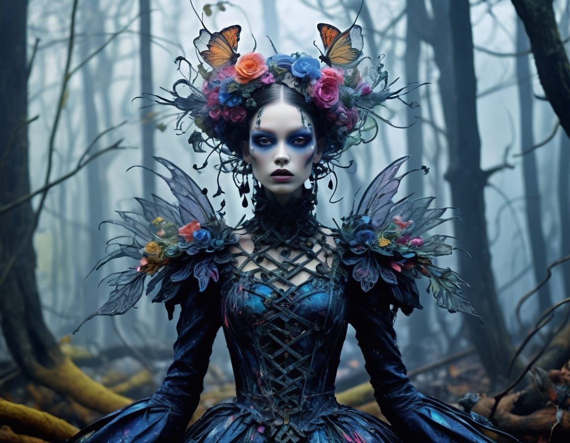 Smoky Fairy in Charred Forest, Digital Painting