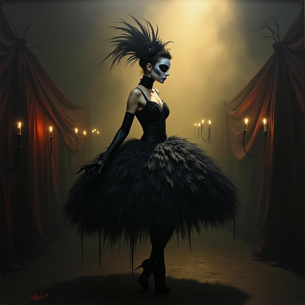 Dark Fantasy Ballerina in Grotesque Gothic Circus