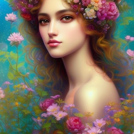 Pink Girl Portrait in HDR Sci-Fi Style