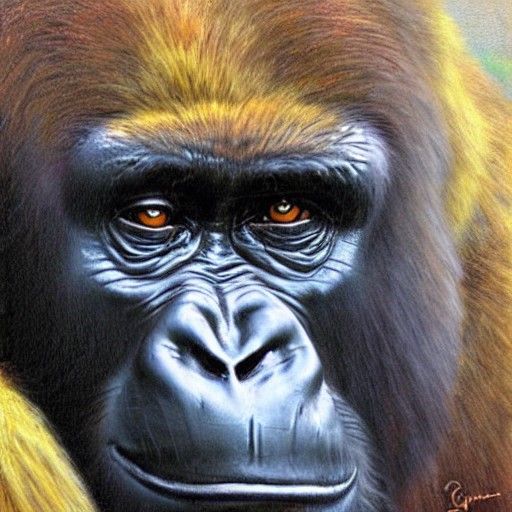 Oil Painting of a Majestic Gorilla