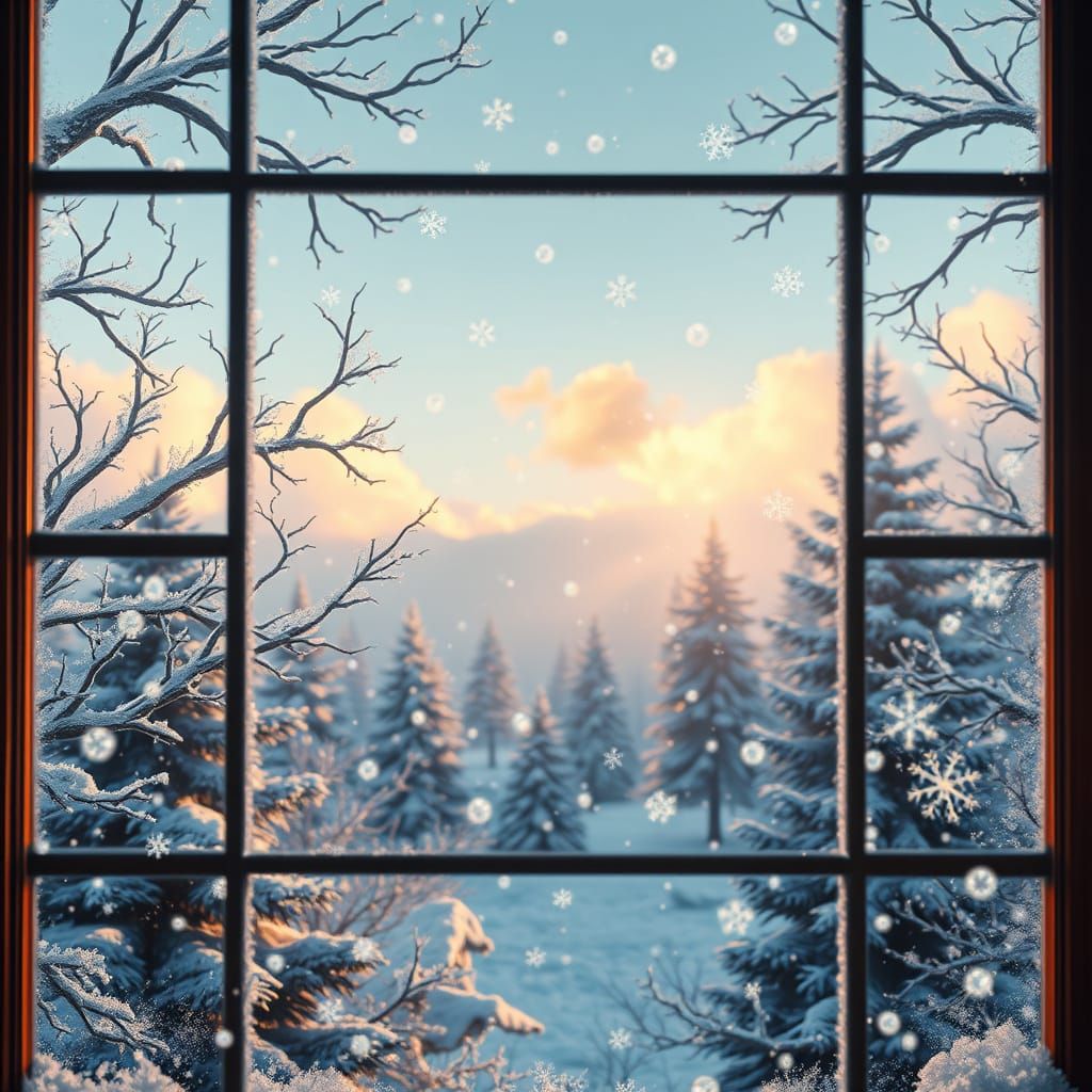 Winter Wonderland Scene in Detailed Matte Painting Style