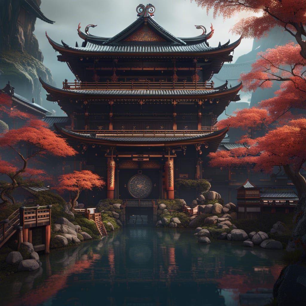 Fantastical Japanese Culture Art in Deep Color