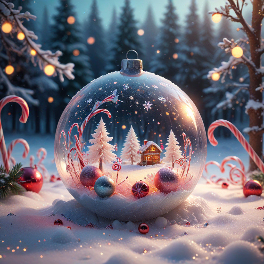 Surreal Christmas Scene in a Winter Wonderland