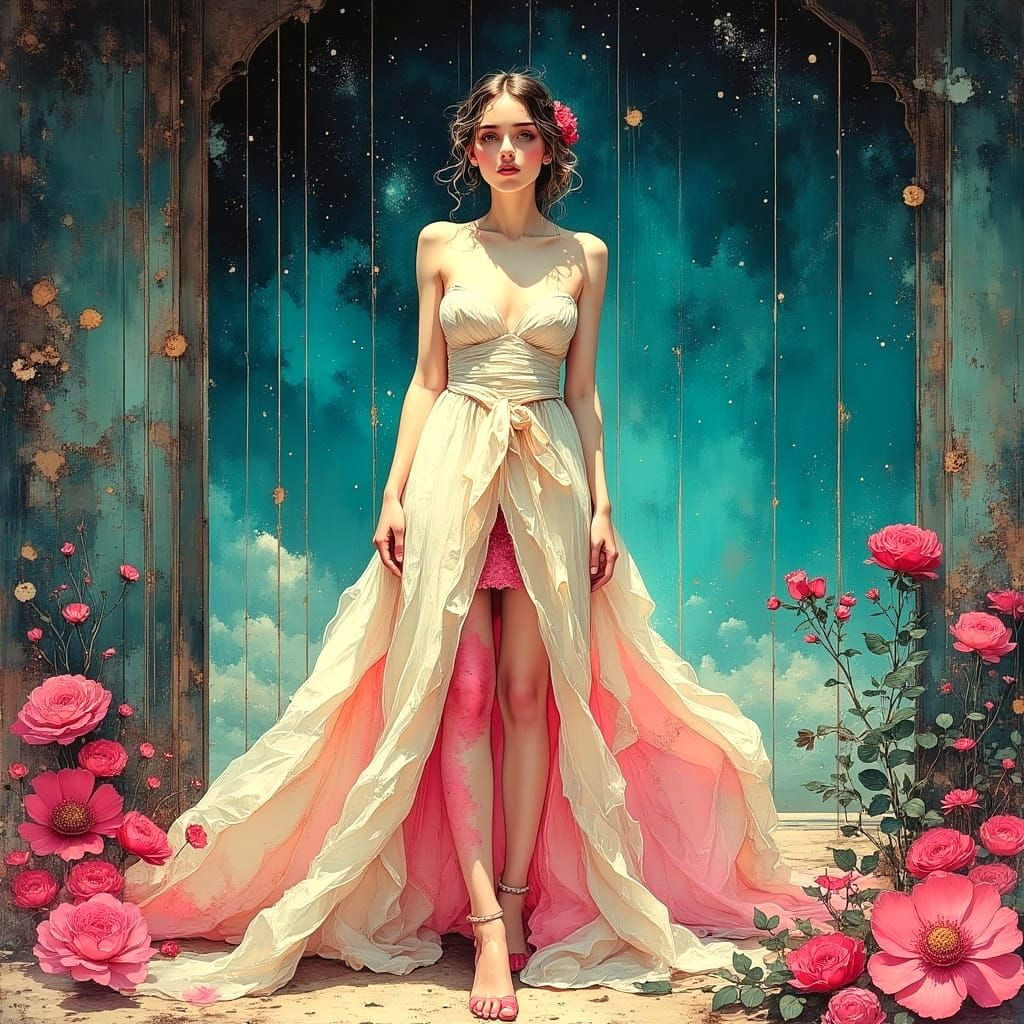 Ethereal Starry Night Dreamscape in Pastel Colors