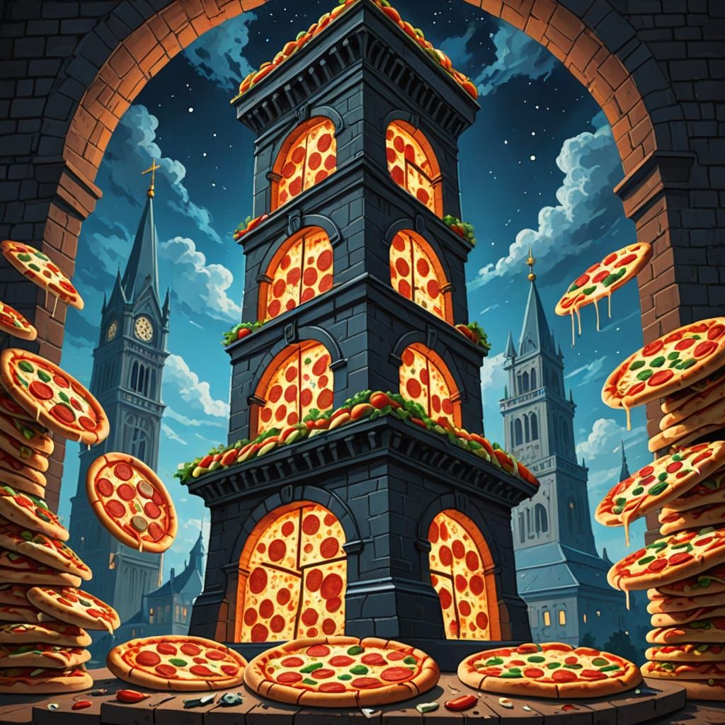 Pizza Tower: An AI-Generated Culinary Creation