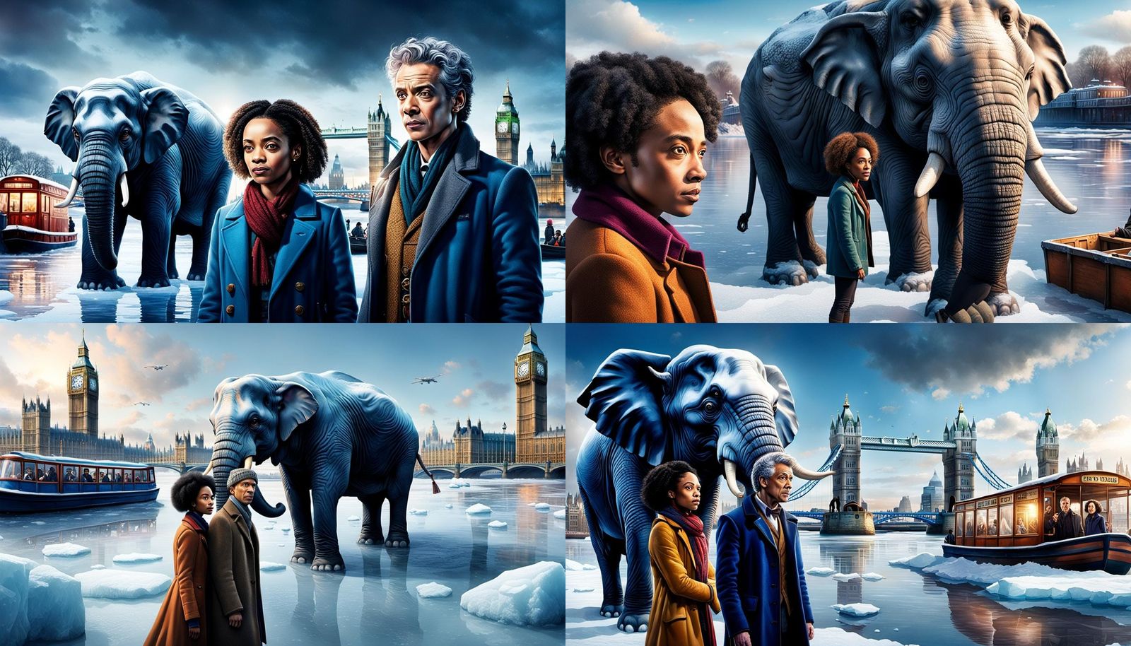 Doctor Who: Elephant on Thames in London Ice Fair