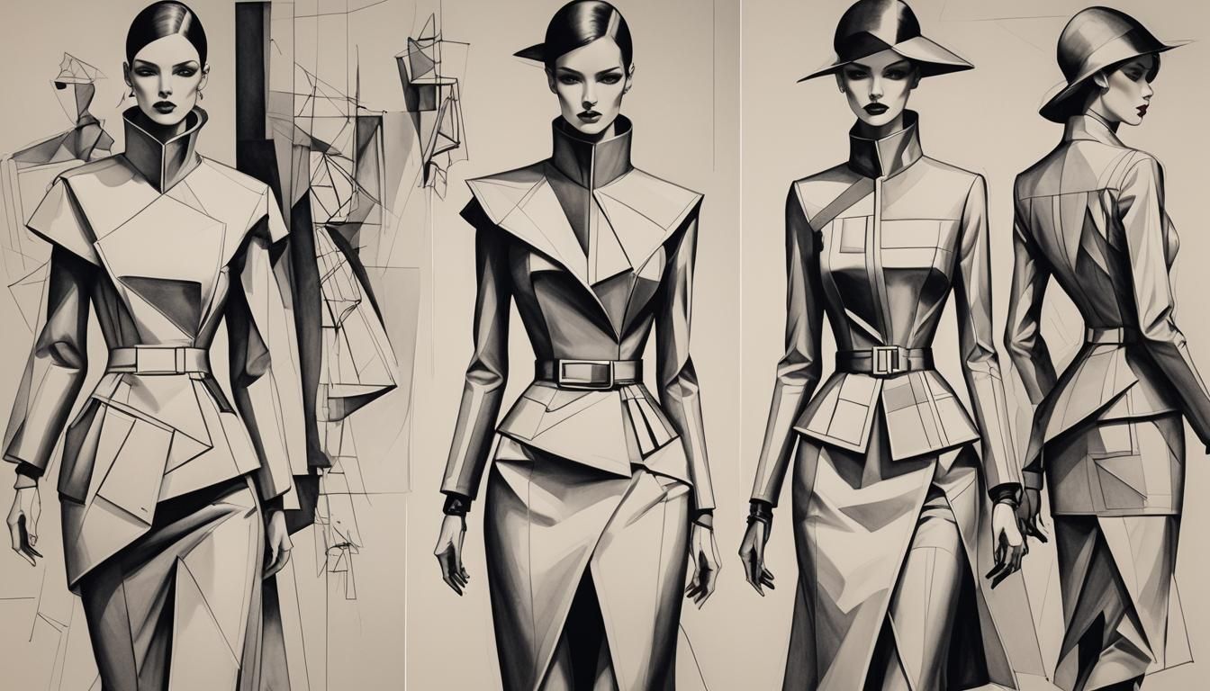 Avant-Garde Cubist Fashion Design Sketches