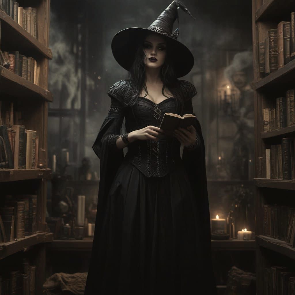 Gothic Occult Witch Conjure Magic Spells in a Haunting Atmos...