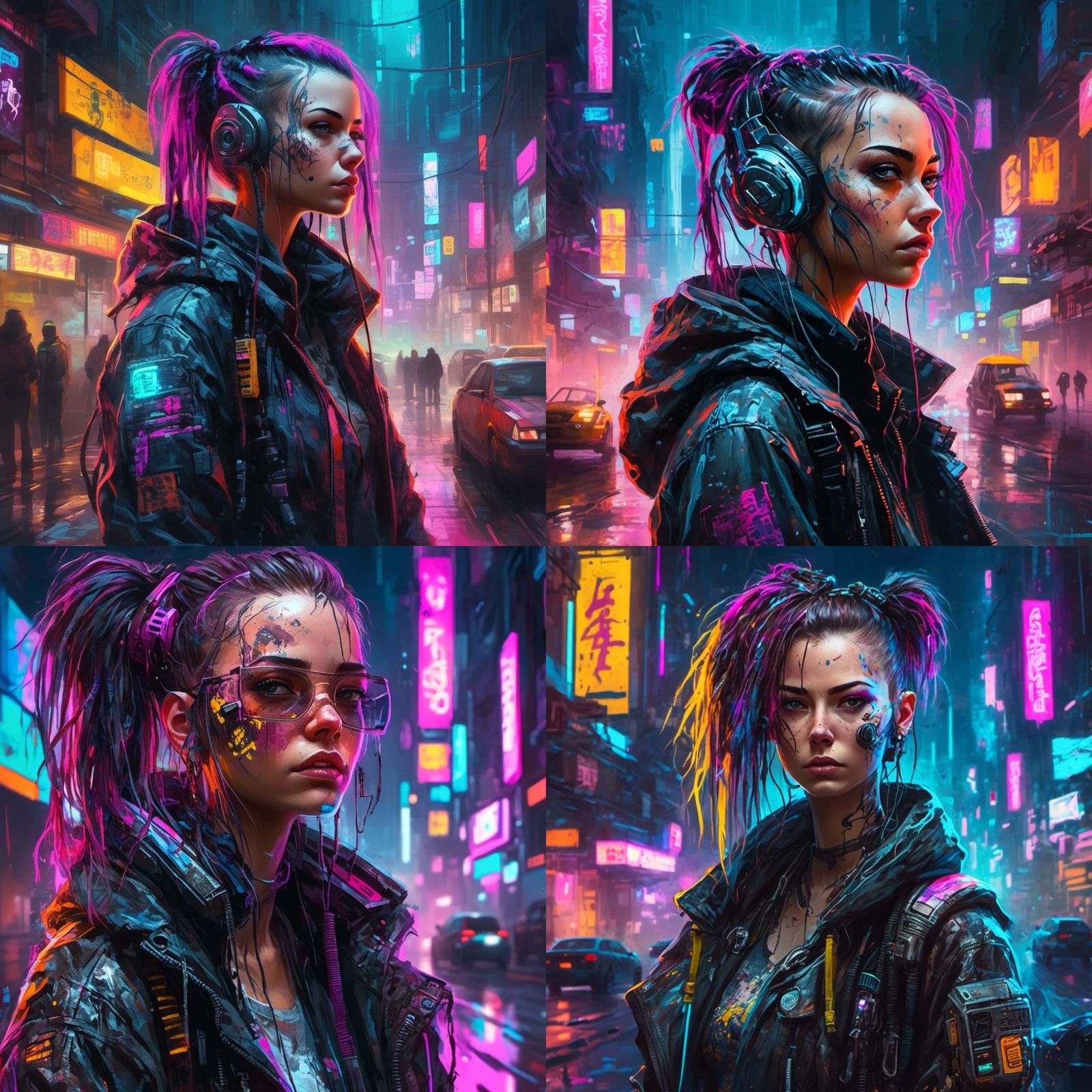 Cyberpunk Girl Portrait in Graffiti Art Style
