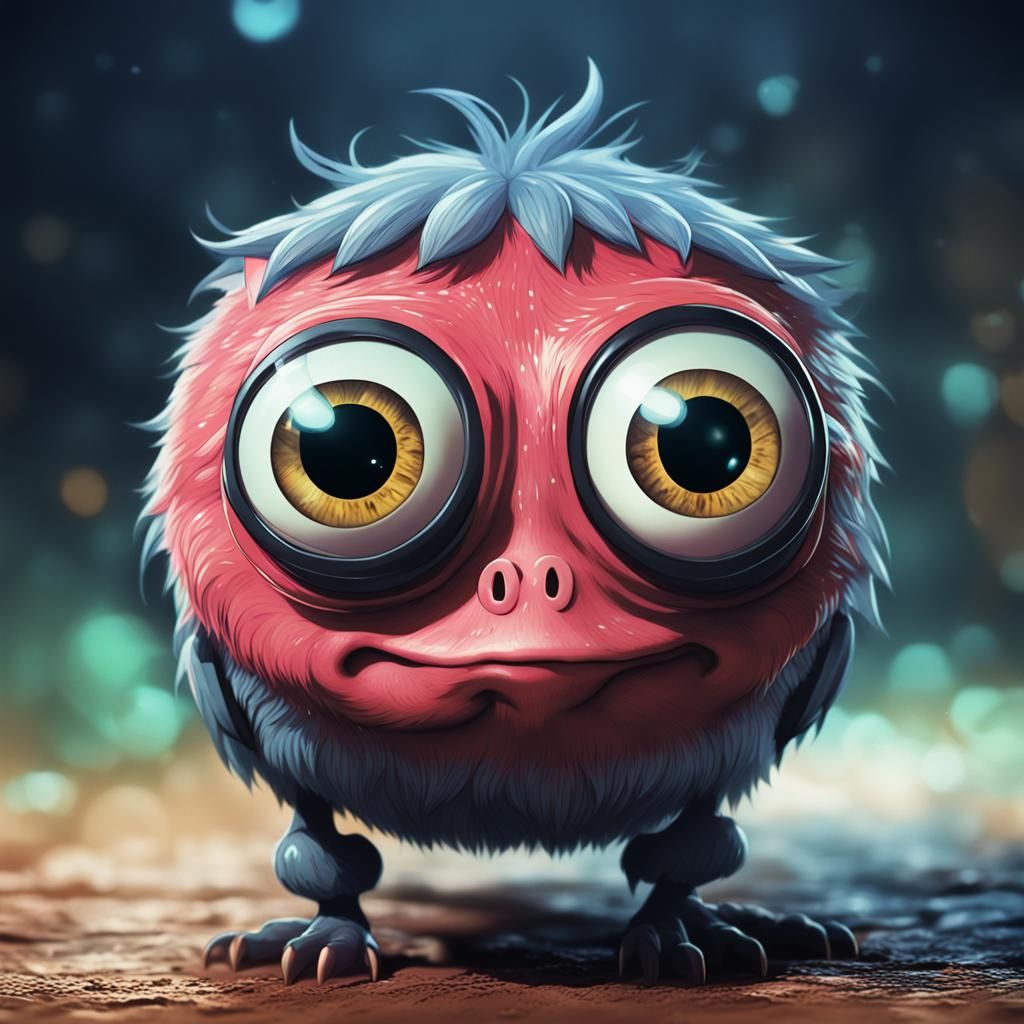 Pig with Googly Eyes in Anime Style