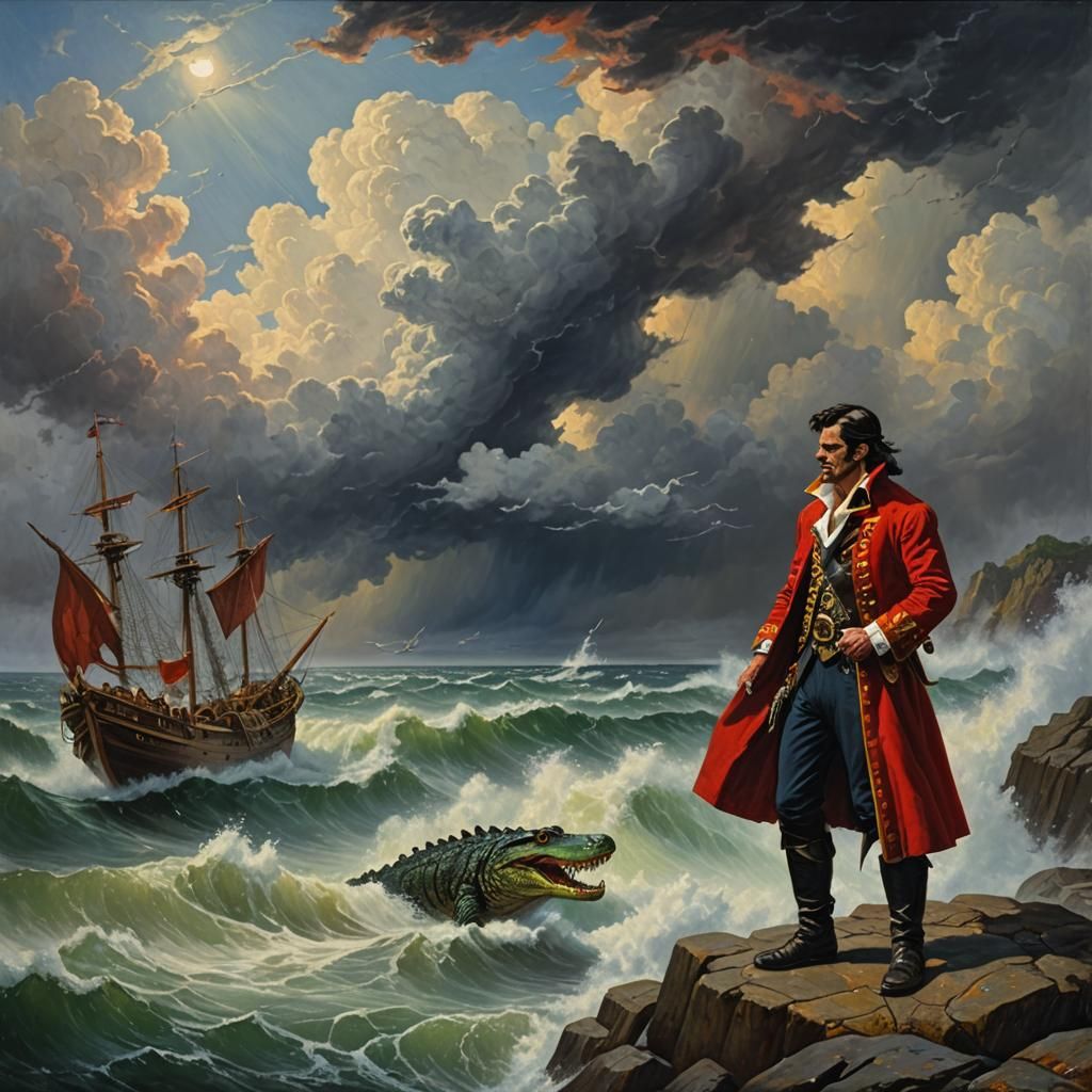 Captain Hook's Dilemma: Oil Painting by James Gurney