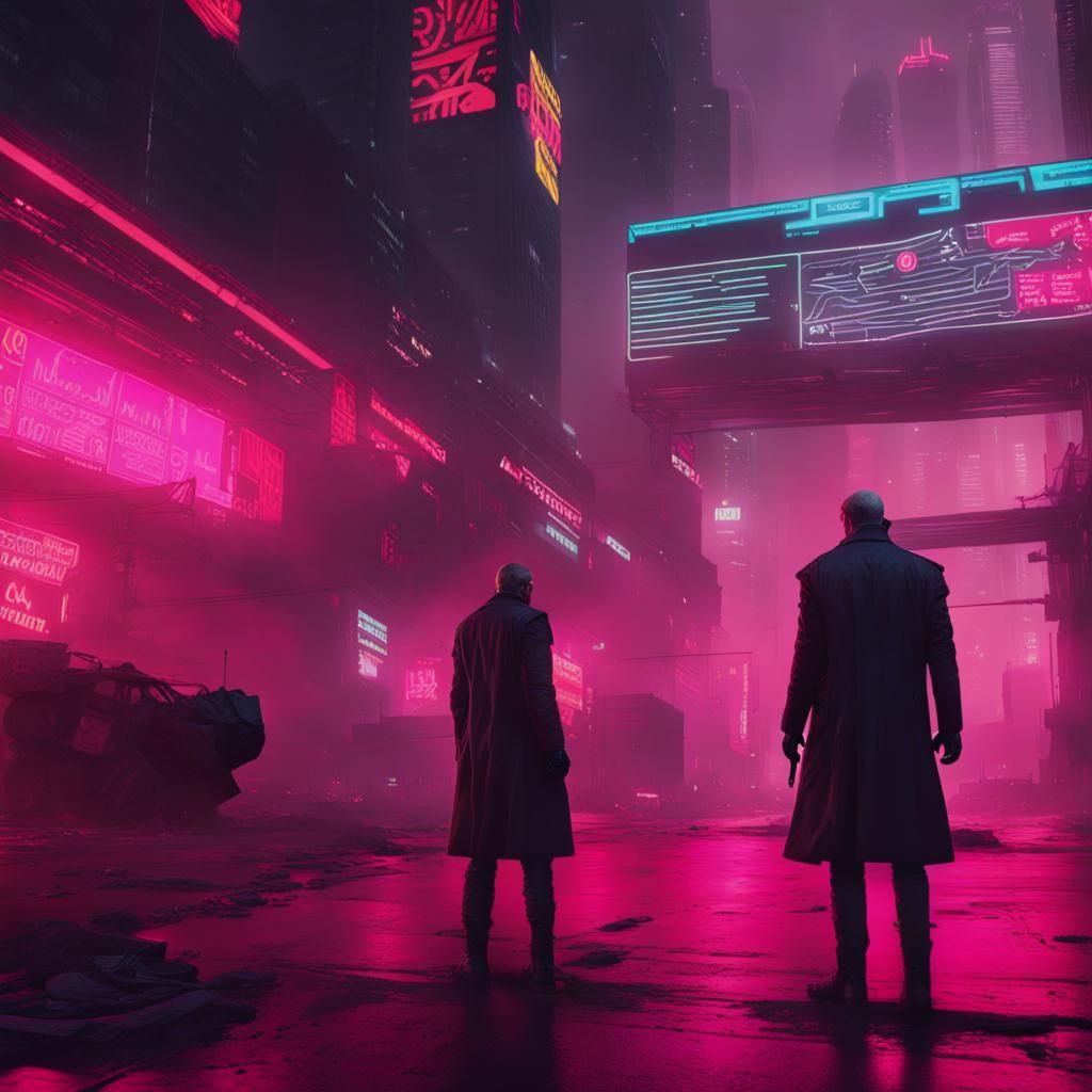Cyberpunk Necropolitics: Neon Dystopian Cityscape