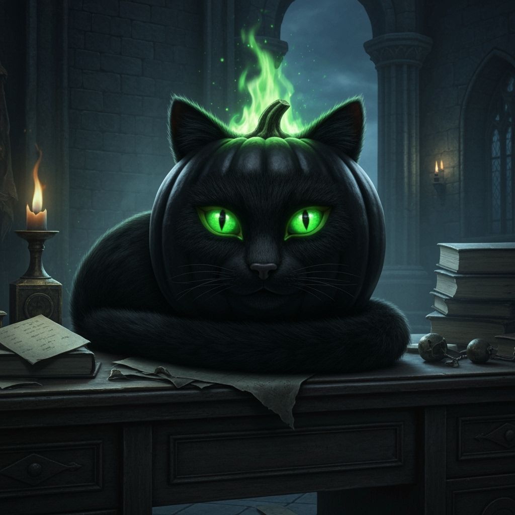 Epic Cinematic Black Cat Pumpkin Matte Painting