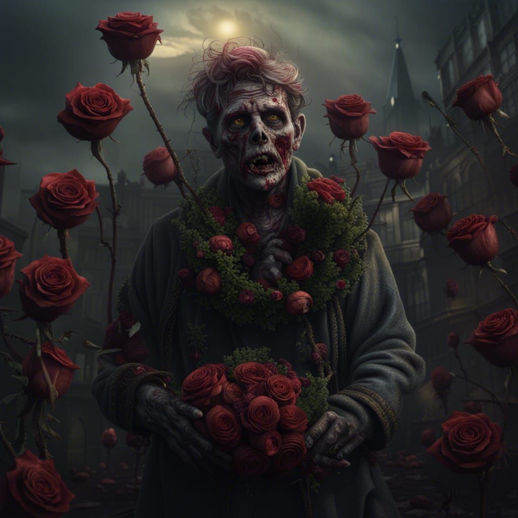Cinematic Zombie with Rose Wreath