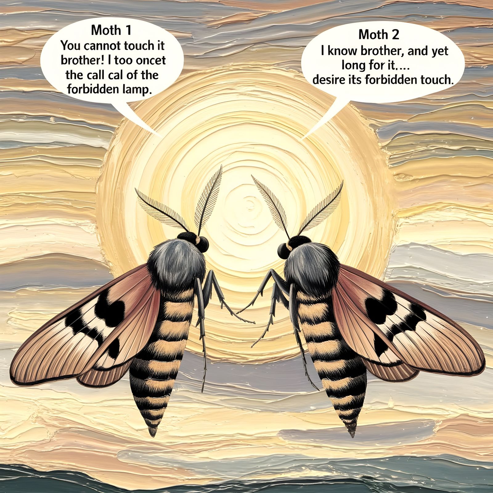 Moths Before the Golden Sun in Vibrant Museum Impressionism