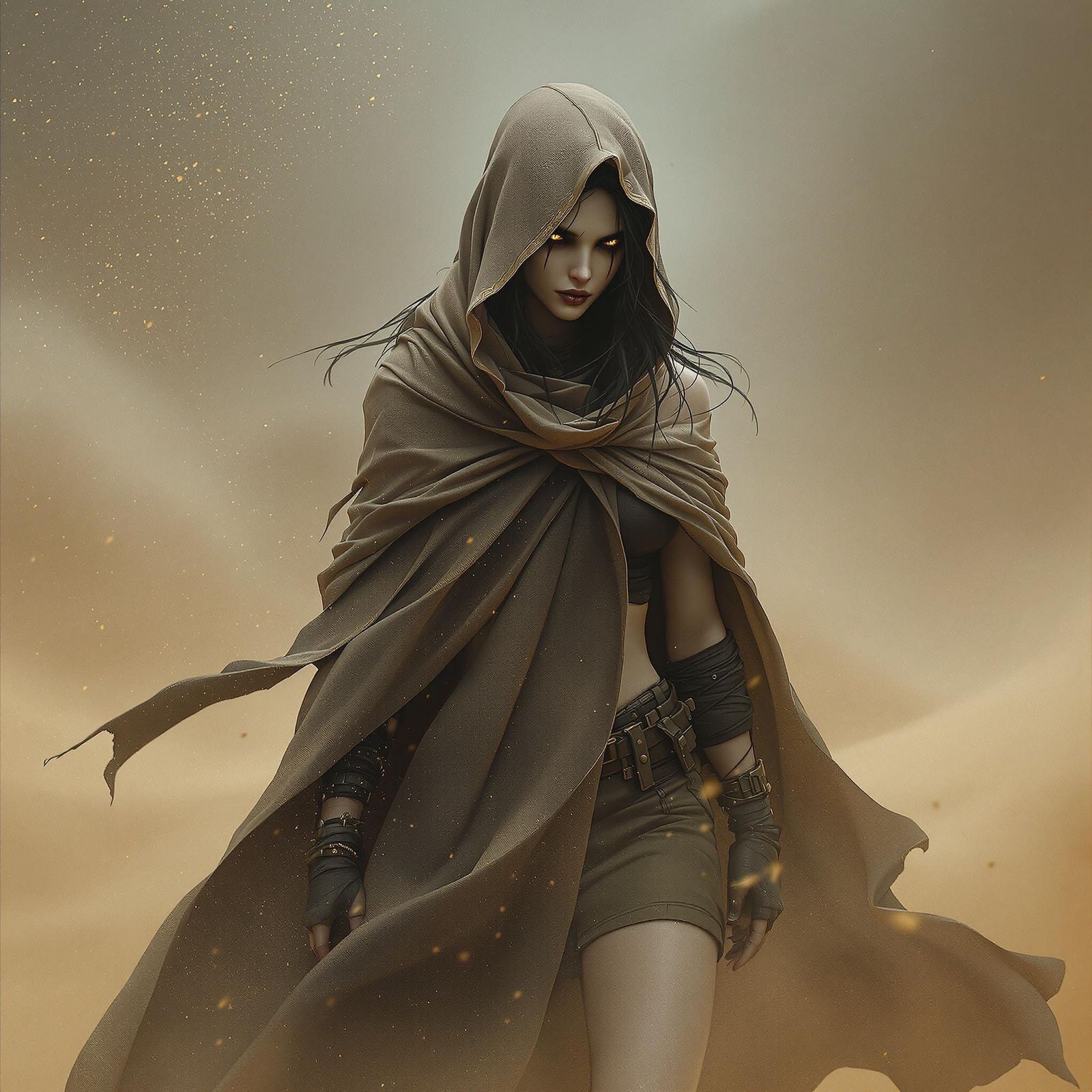 Mysterious Desert Night Elf in Stormy Post-Apocalyptic Lands...