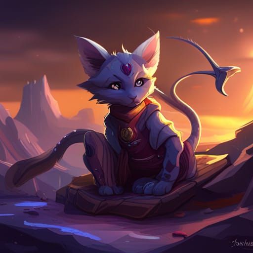 Kitten and Dragon Friendship: Dark Fantasy Concept Art