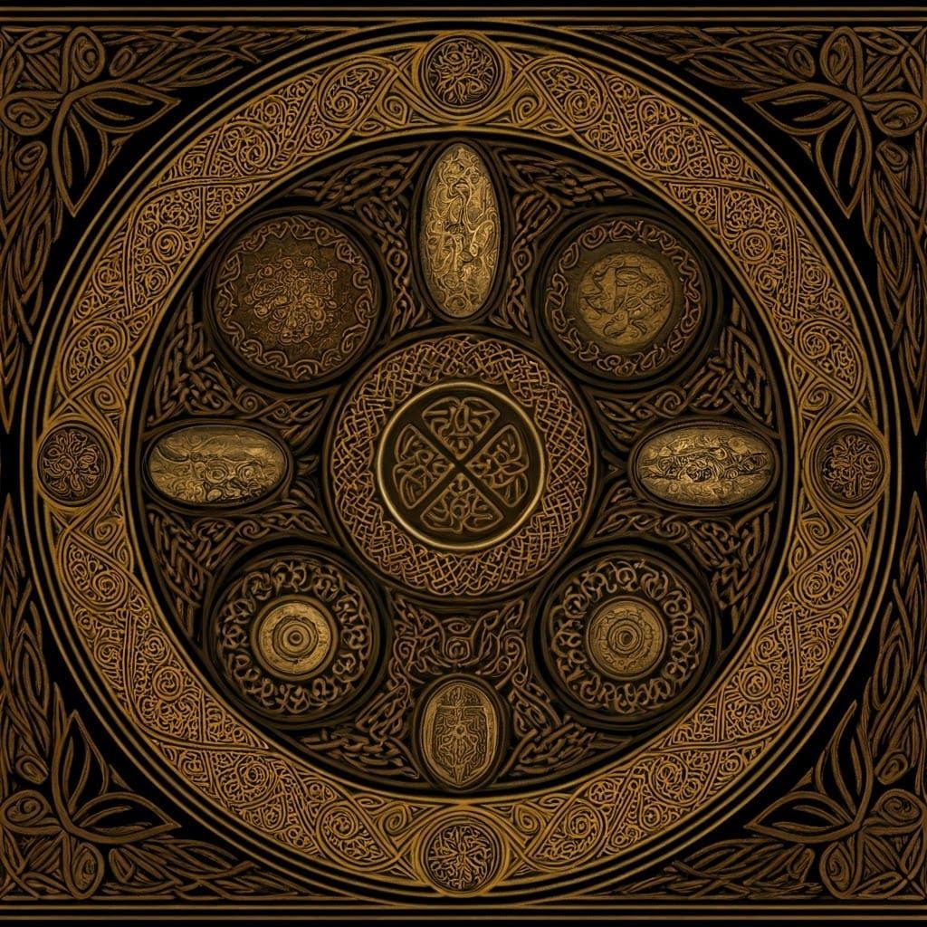 Intricate Celtic Design with Ancient Symbols