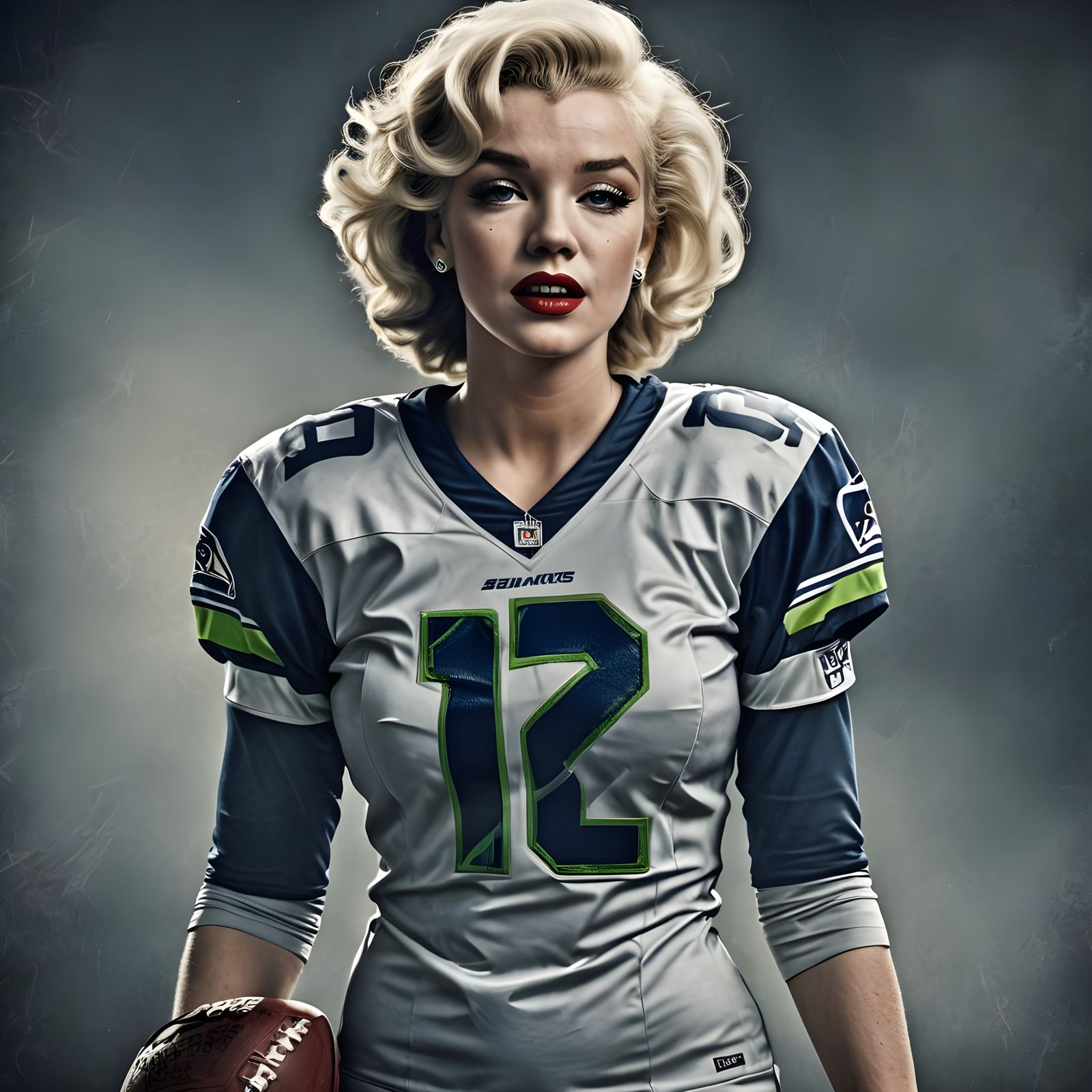 Marilyn Monroe as Seattle Seahawks Player