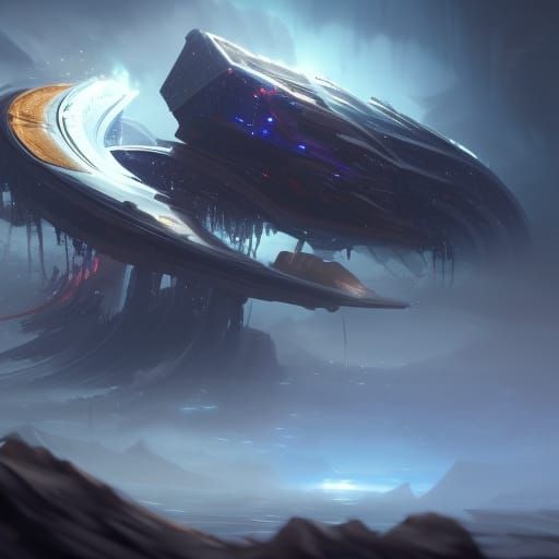 Spaceship Soaring Through a Spiral Galaxy