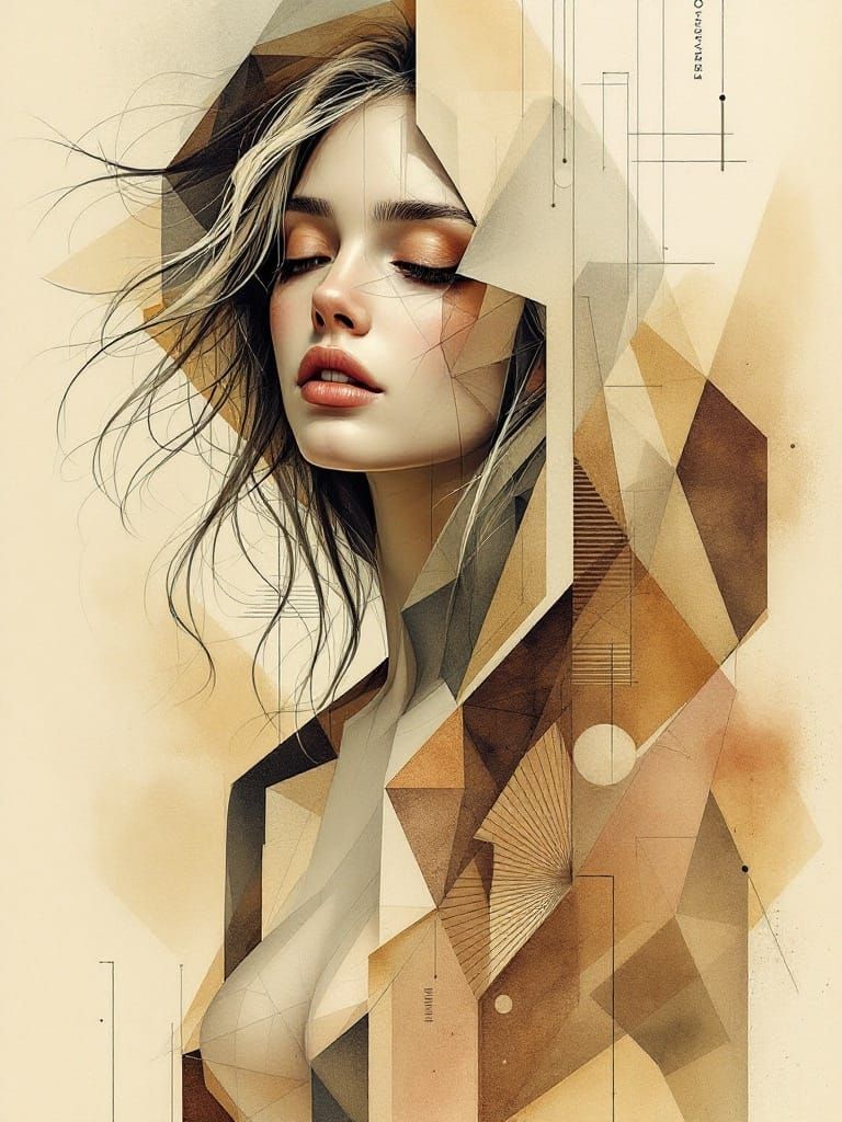 Ethereal Female Form in Geometric Harmony