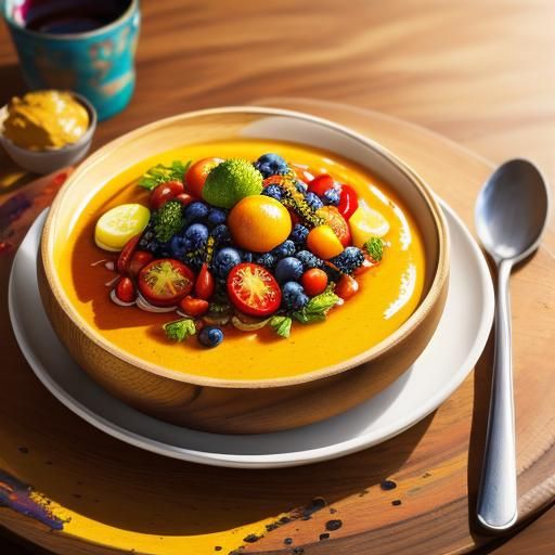 Vibrant Oil Painting of Colorful Food Bowl