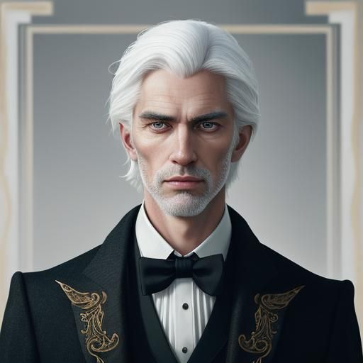 Handsome White-Haired Gentleman: Hyperrealistic Cinematic Po...