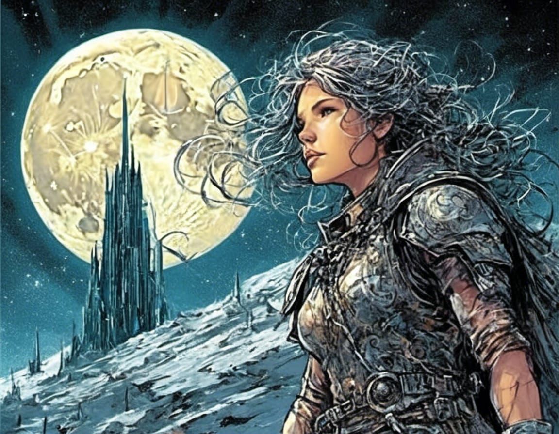 Moon Portrait in Comic Book Art Style