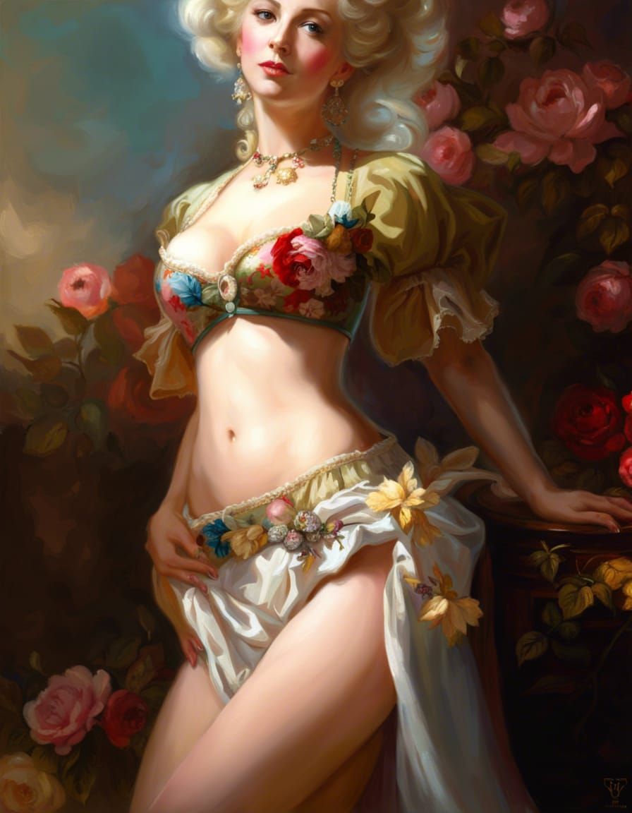 Marie Antoinette in Baroque Underwear: Digital Fantasy Art