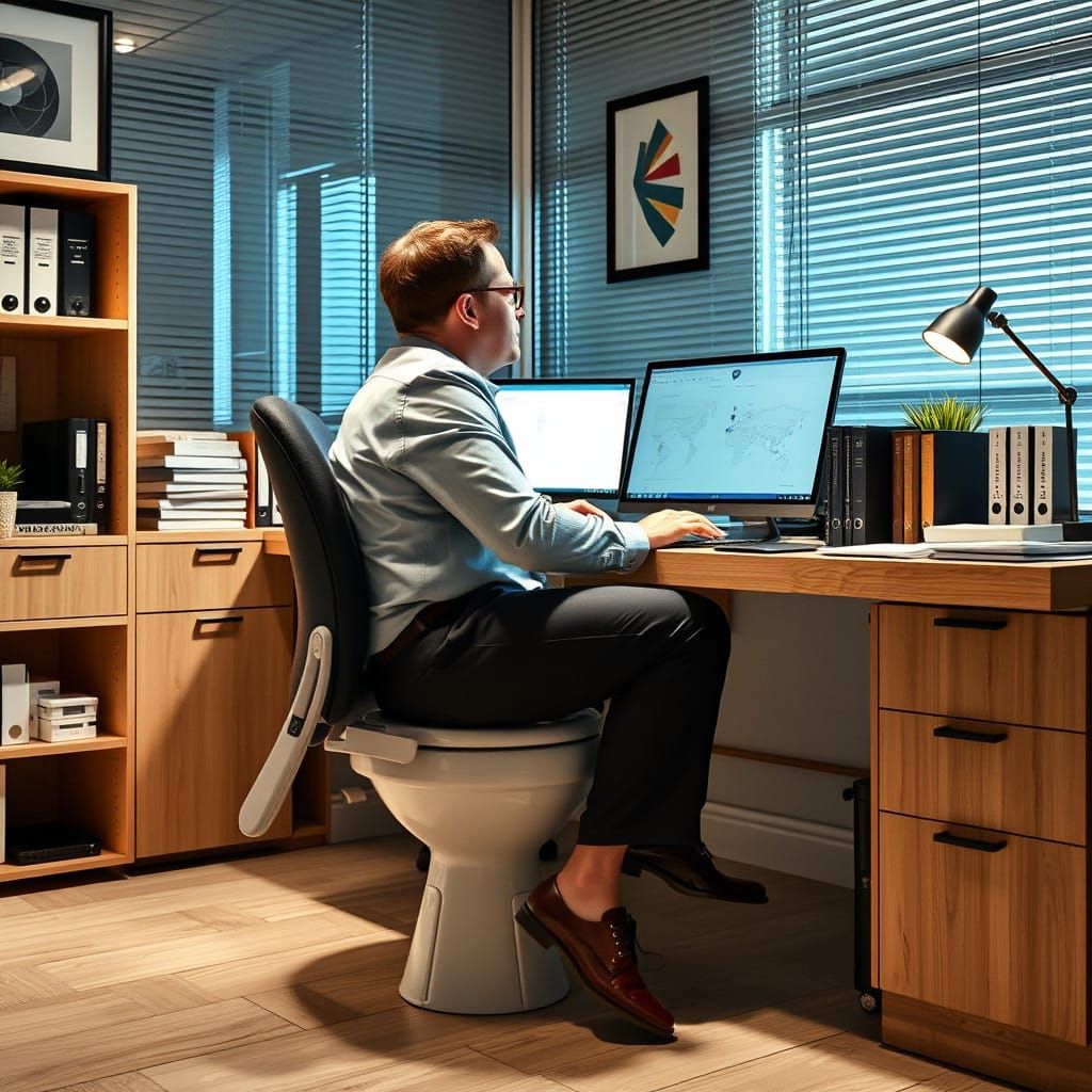 CEO Working Unconventionally in Office Cubicle