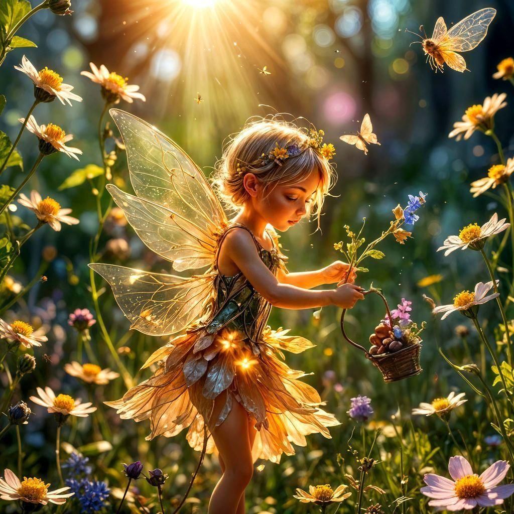 Fairy Nectar Collector Among Wildflowers