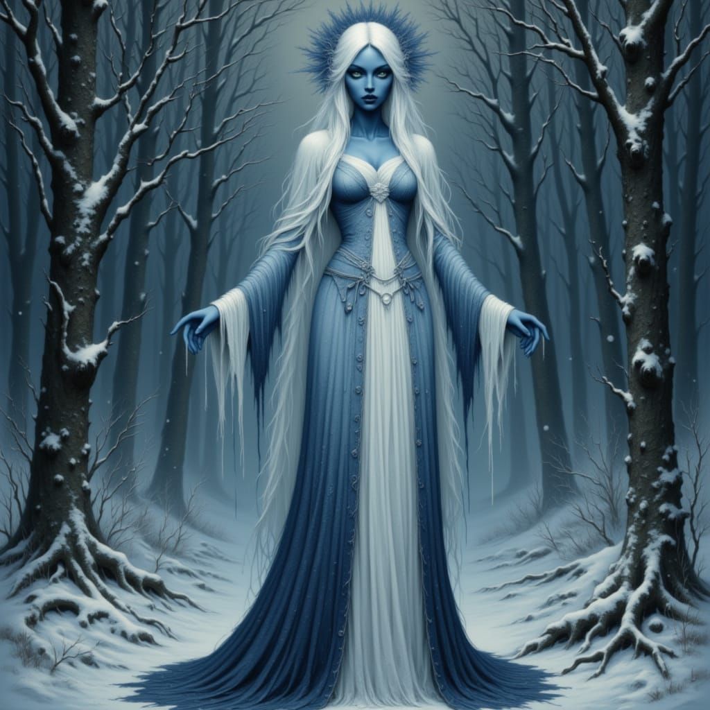 In folklore, Cailleach Bheur is portrayed as a towering, fea...