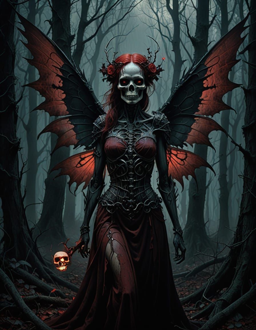 Ethereal Fairy Ghost in Dark Fantasy Forest