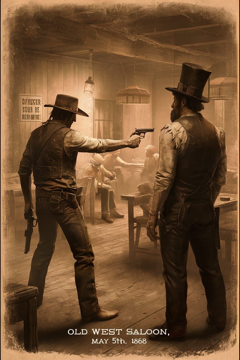 Old West Saloon Lithograph, 1868